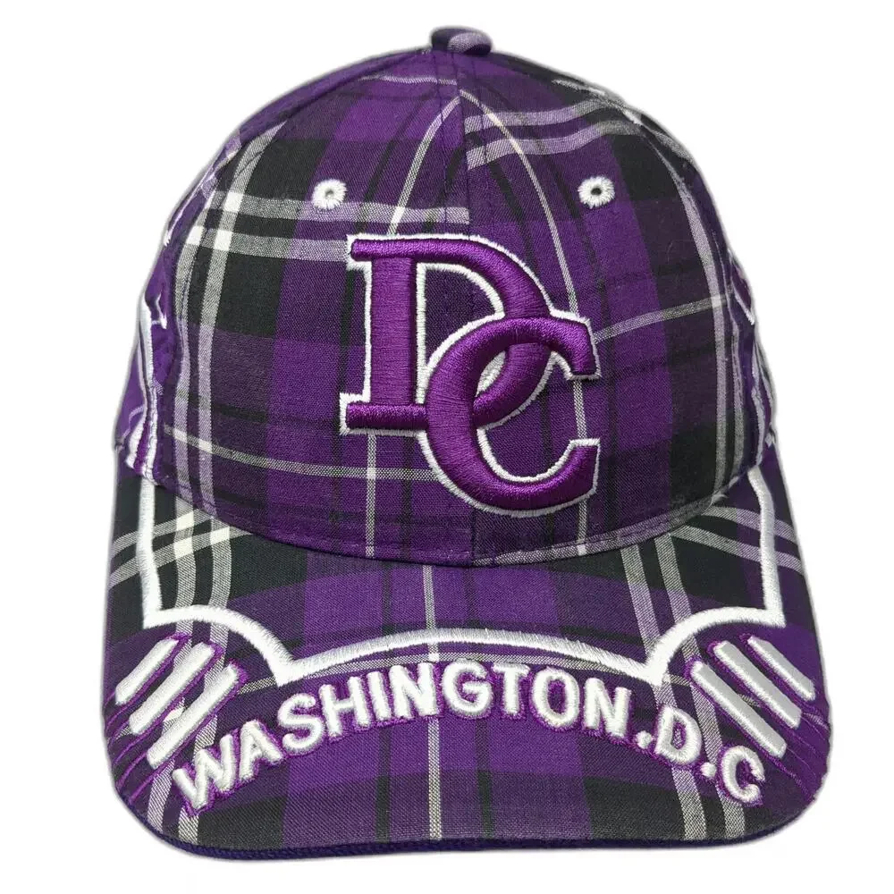 City Hunter Baseball Cap Purple One Size Plaid Interlocking DC Washington DC Hat